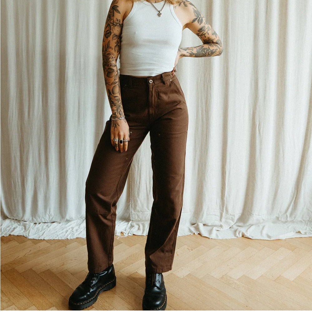 NWT Brown high rise straight leg carpenter pants